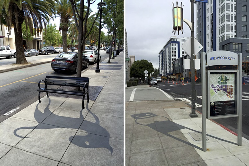 Artista dá novas formas surpreendentes às sombras das ruas da Califórnia