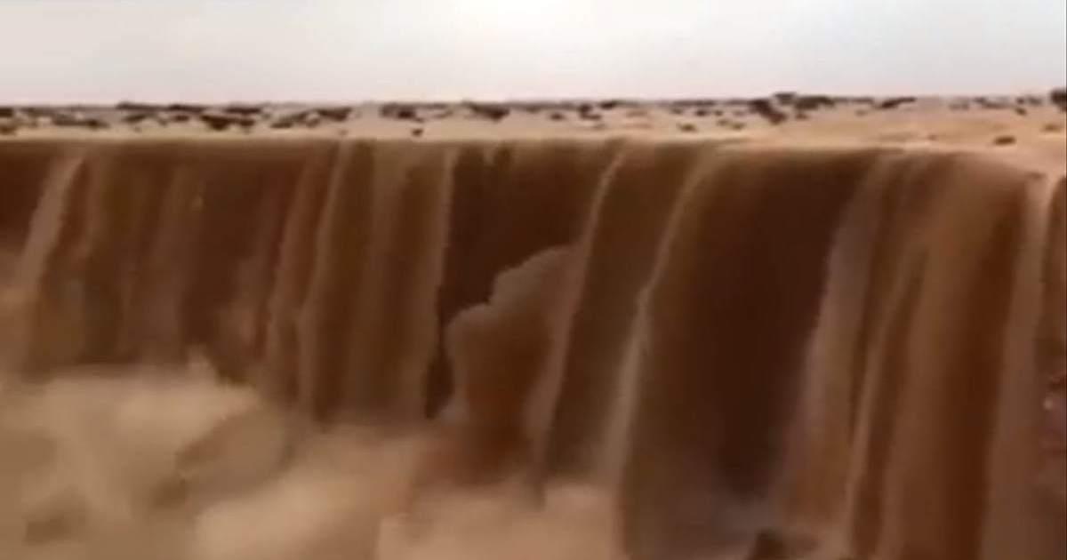 Fenómeno increíble en Arabia Saudita, una cascada de arena