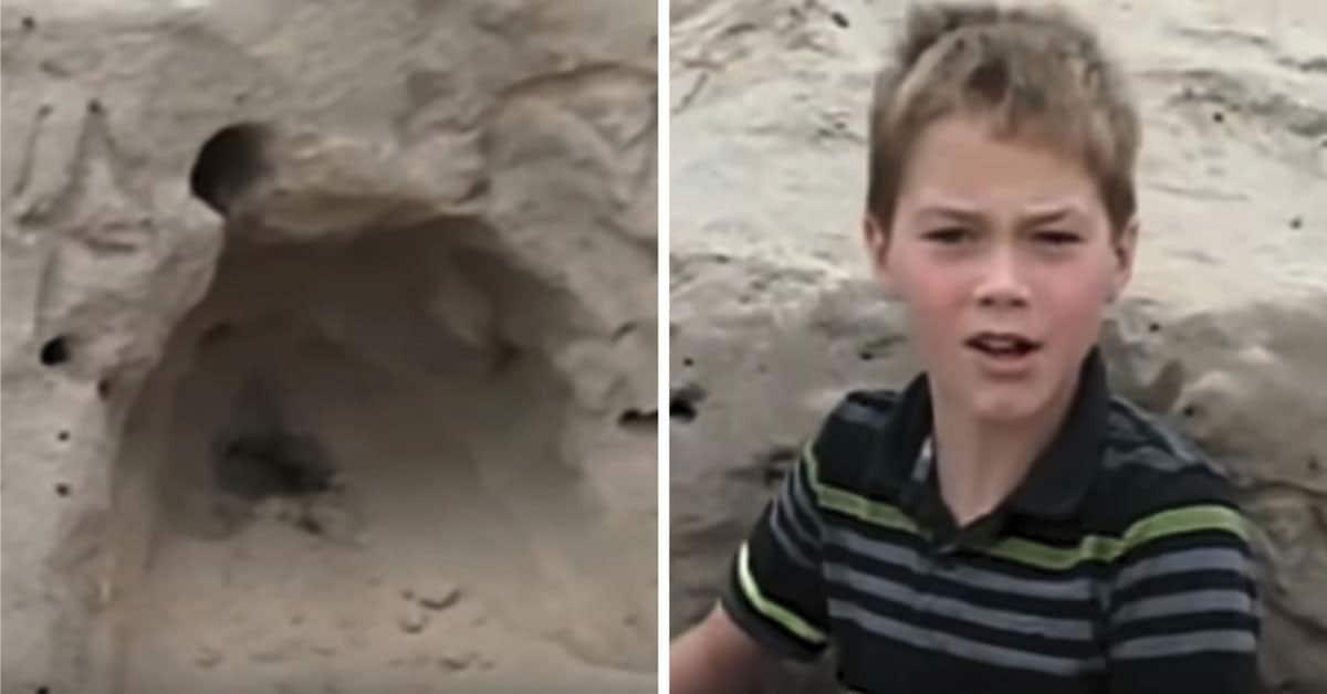 Niño de 11 años encuentra a una chica enterrada cuando jugaba en la arena, rápidamente se pone manos a la obra