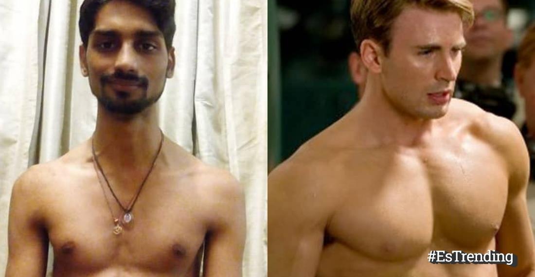 Joven se inspiró en 'Capitán América' para transformar su cuerpo por completo