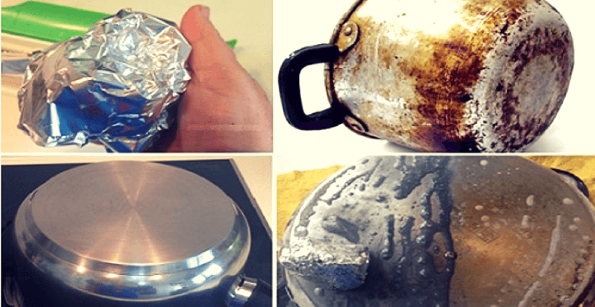 Como limpiar las ollas quemadas: Sólo necesitamos una hoja de aluminio