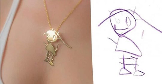 Artista convierte dibujos de sus hijos en divertidas joyas que puedes usarlas