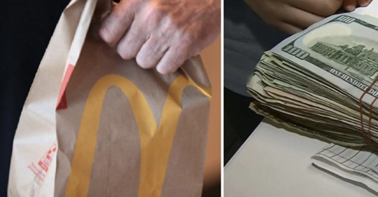 Bolsa familiar de McDonalds contiene miles de dólares en lugar de comida