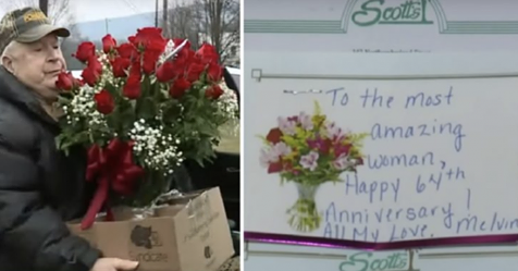 Hombre de 82 años sigue regalando flores a su esposa en su aniversario luego de 64 años de matrimonio