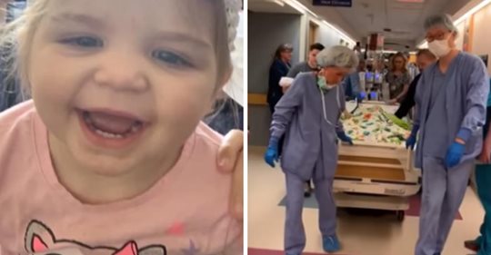 El personal del hospital canta  Amazing Grace  a una niña pequeña que realiza su viaje final para donar órganos