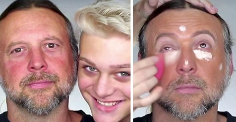 Este hombre dejó que su hijo de 15 años lo maquillara, y el video se hizo viral