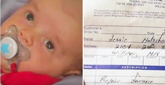 Un padre se queda atónito por la nota que dejó el reparador del calentador sobre su recién nacido después de una llamada de emergencia