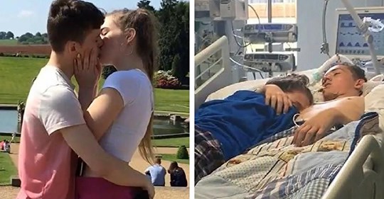 Una adolescente le da un beso de despedida a su novio justo antes de que se le desconecte el soporte vital