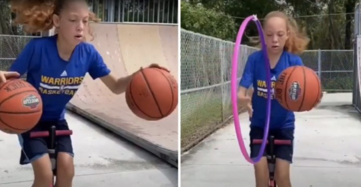 Niña de 12 años realiza malabares de baloncesto impresionantes para su edad