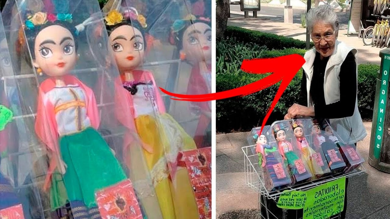 Abuelita se vuelve famosa vendiendo muñecas de Frida Khalo artesanales