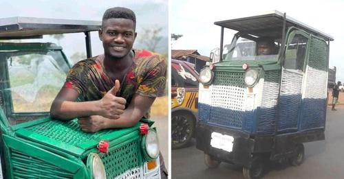 Un joven de 24 años fabrica un auto con basura para que discapacitados puedan movilizarse