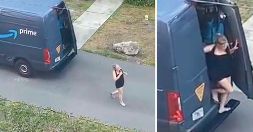 Corren a chofer de Amazon por video que muestra a una mujer saliendo de su camión