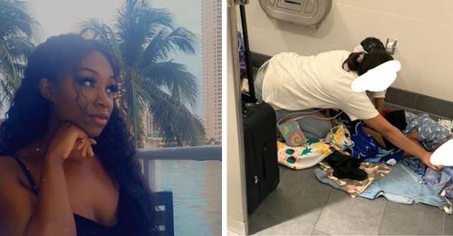 «Pedí a Dios y apareciste»: Mujer pagó hotel a madre que dormía en el baño del aeropuerto