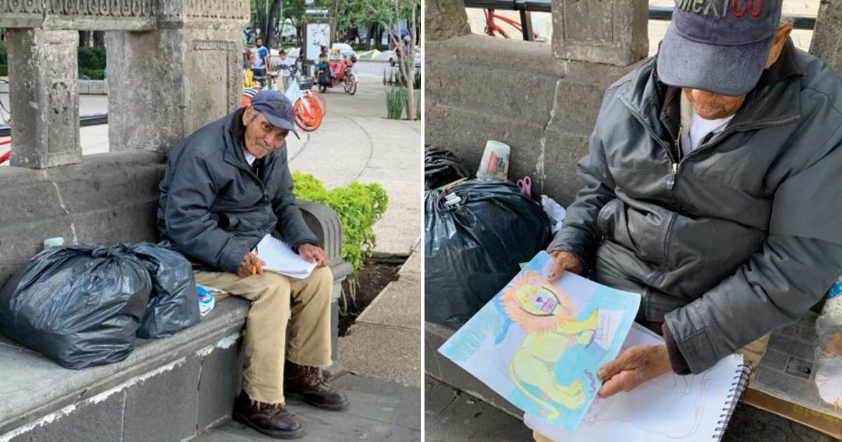Abuelito vendía sus dibujos en la calle para sobrevivir – ahora tuvo su primera exposición y su arte será reconocido