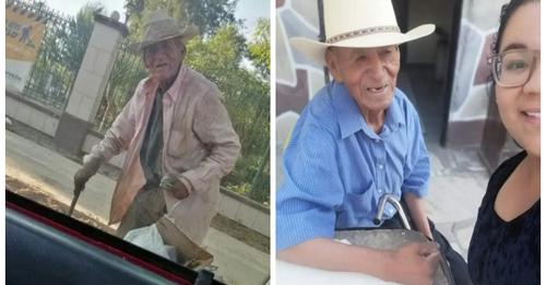 Mujer invitó a vivir con ella a abuelo de 108 años que corrieron de su casa y vive bajo un árbol