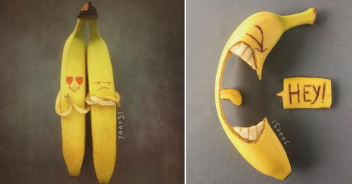 Usando solo bananas este artista expresa el amor por la vida de forma muy creativa