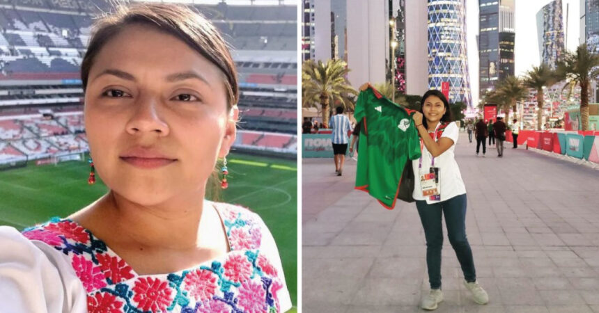 La chica que narró en Náhuatl el partido México Argentina desde Qatar.