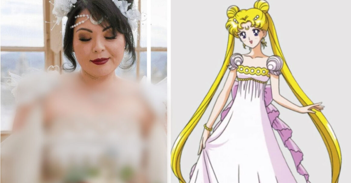 Novia usa vestido inspirado en la princesa Serenity de Sailor Moon