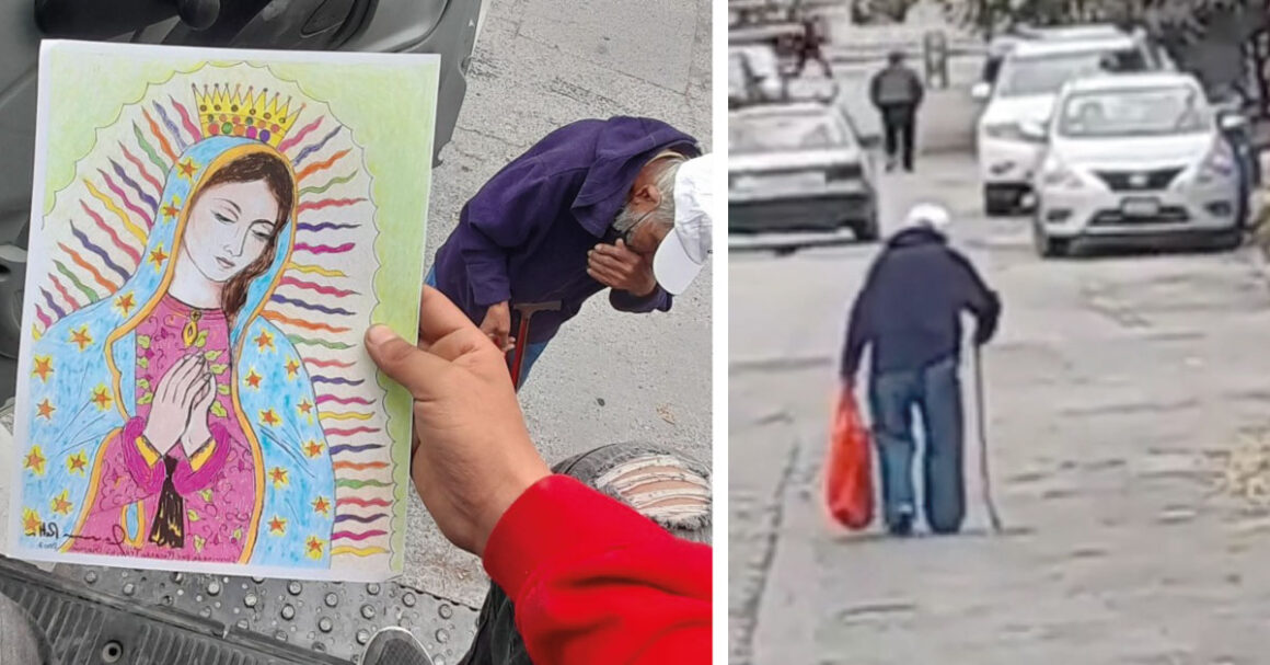 Para comprarle leche a sus nietos, abuelito vende sus dibujos